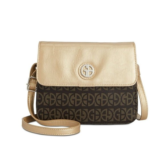 Giani Bernini Colorblocked Signature Crossbody Handbag Brown Gold - Picture 1 of 8